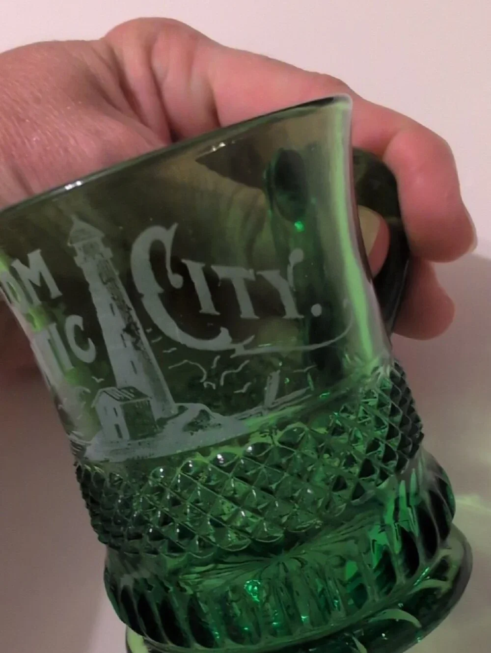 Early American Pattern Souvenir Glass, Atlantic City Circa 1905